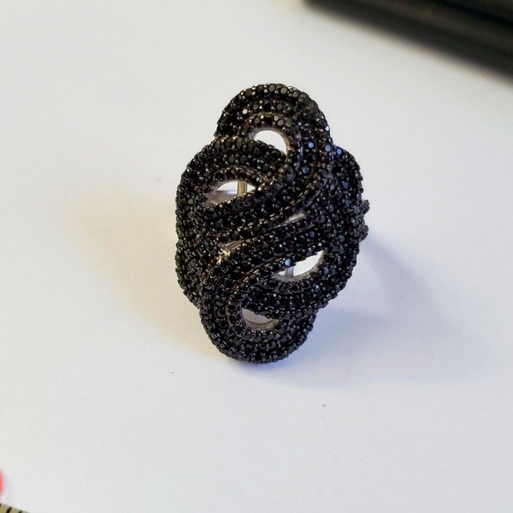 Sterling Silver 925 Celestial Knot Art Deco Ring
